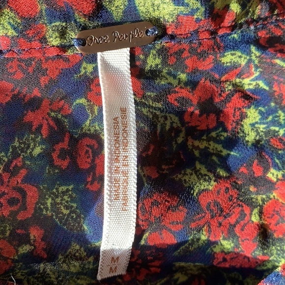 Free People Floral Button Down High Low Blouse - Picture 13 of 13